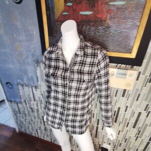 Madewell Women's Shirt Black/White Plaid Cotton Button Up Size Medium 0060